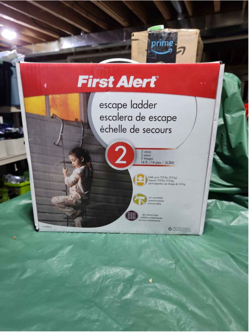 First Alert EL52-2 Two-Story 14ft Escape Ladder Anti-Slip 1125lbs